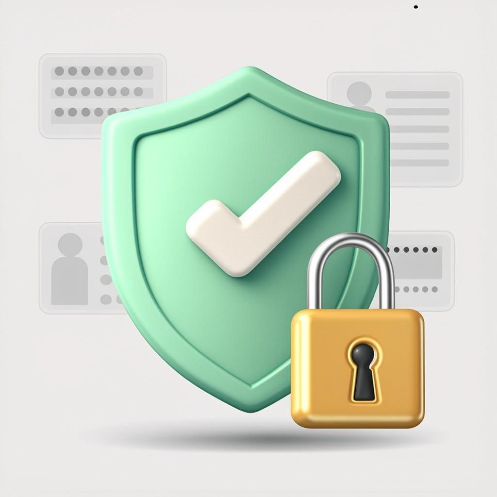Privacy and security icons including shield, padlock, and two-step verification